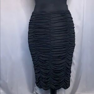 Ruched black fitted skirt by Vivienne Tam, XS